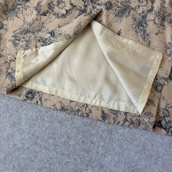 Talbots Petite Pencil Skirt Women 14 Beige Floral Midi Linen Office Tea Party - Picture 9 of 11